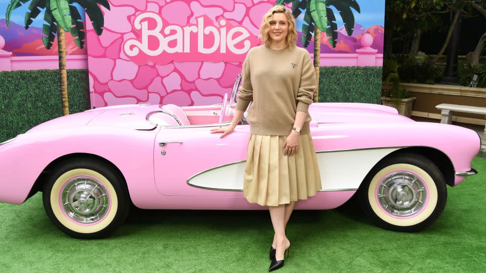 Greta Gerwig at a press event for "Barbie" in July. - Jon Kopaloff/Getty Images