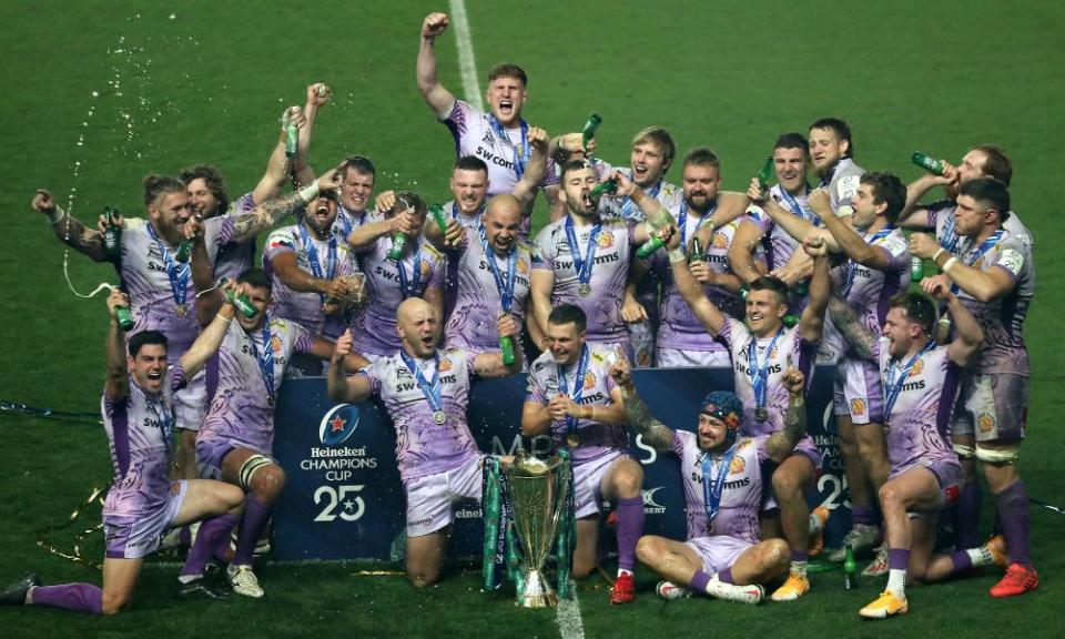 Exeter Chiefs celebrate after victory over Racing 92 in Heineken Champions Cup final