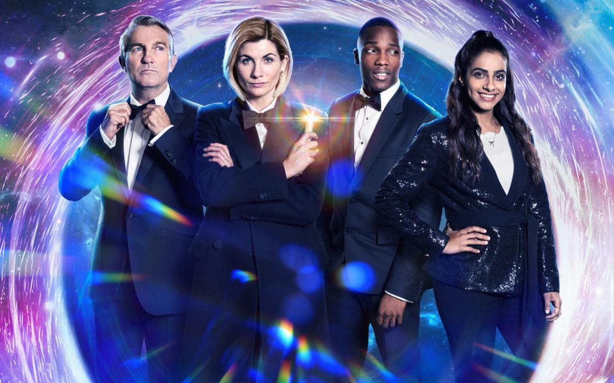 Graham (Bradley Walsh), The Doctor (Jodie Whittaker), Ryan (Toisin Cole), Yaz (Mandip Gill)  - BBC