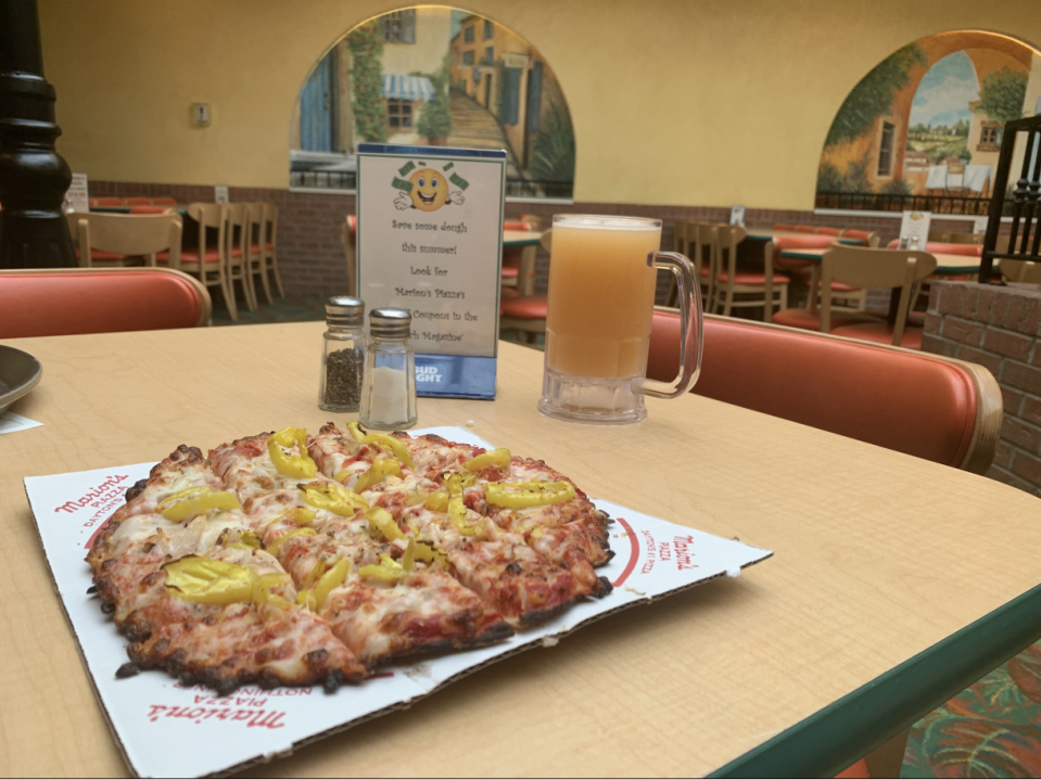 A banana pepper and onion pizza from Marion's Piazza, in Mason.