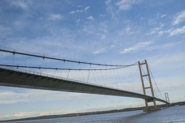 Humber Suspension Bridge,crossing the River Humber Estuary,Between North Lincolnshire and East Yorkshire,Toll Bridge providing s