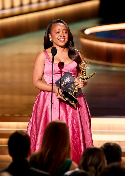 Quinta Brunson at the 75th Primetime Emmy Awards held at the Peacock Theater on January 15, 2024 in Los Angeles, California. (Photo by Christopher Polk/Variety via Getty Images)