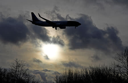 An aeroplane comes in to land at Gatwick Airport, after the airport reopened to flights following its forced closure because of drone activity, in Gatwick, Britain, December 21, 2018. REUTERS/Toby Melville