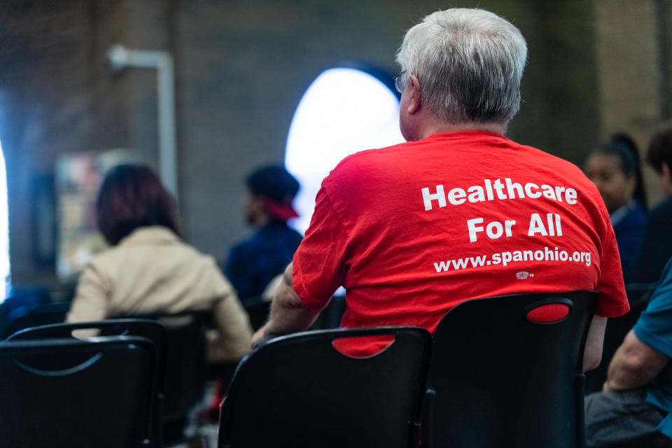 A town hall meeting is held by the Cleveland chapter of the Democratic Socialists of America, to explain Medicare for All. (Photo: Angelo Merendino for Yahoo News)