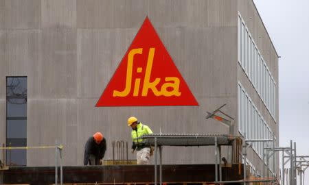 The company's logo of Swiss chemicals group Sika is seen on an office building in Zurich, Switzerland, December 8, 2014. REUTERS/Arnd Wiegmann/File Photo