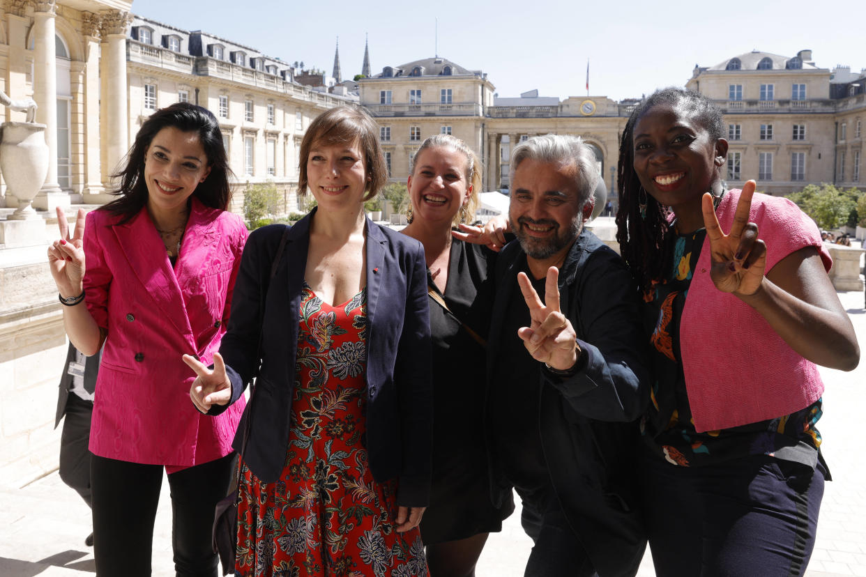 Sophia Chikirou, Sarah Legrain, Alexis Corbiere et Daniele Obono avaient été élus au premier tour des législatives en 2022. Mathilde Panot (au centre) avait obtenu 50 % mais avait du attendre le second pour les rejoindre.