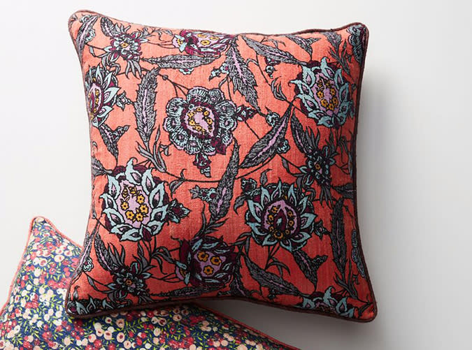 <p>Throw Pillows in Tigris and Wiltshire Berry</p>