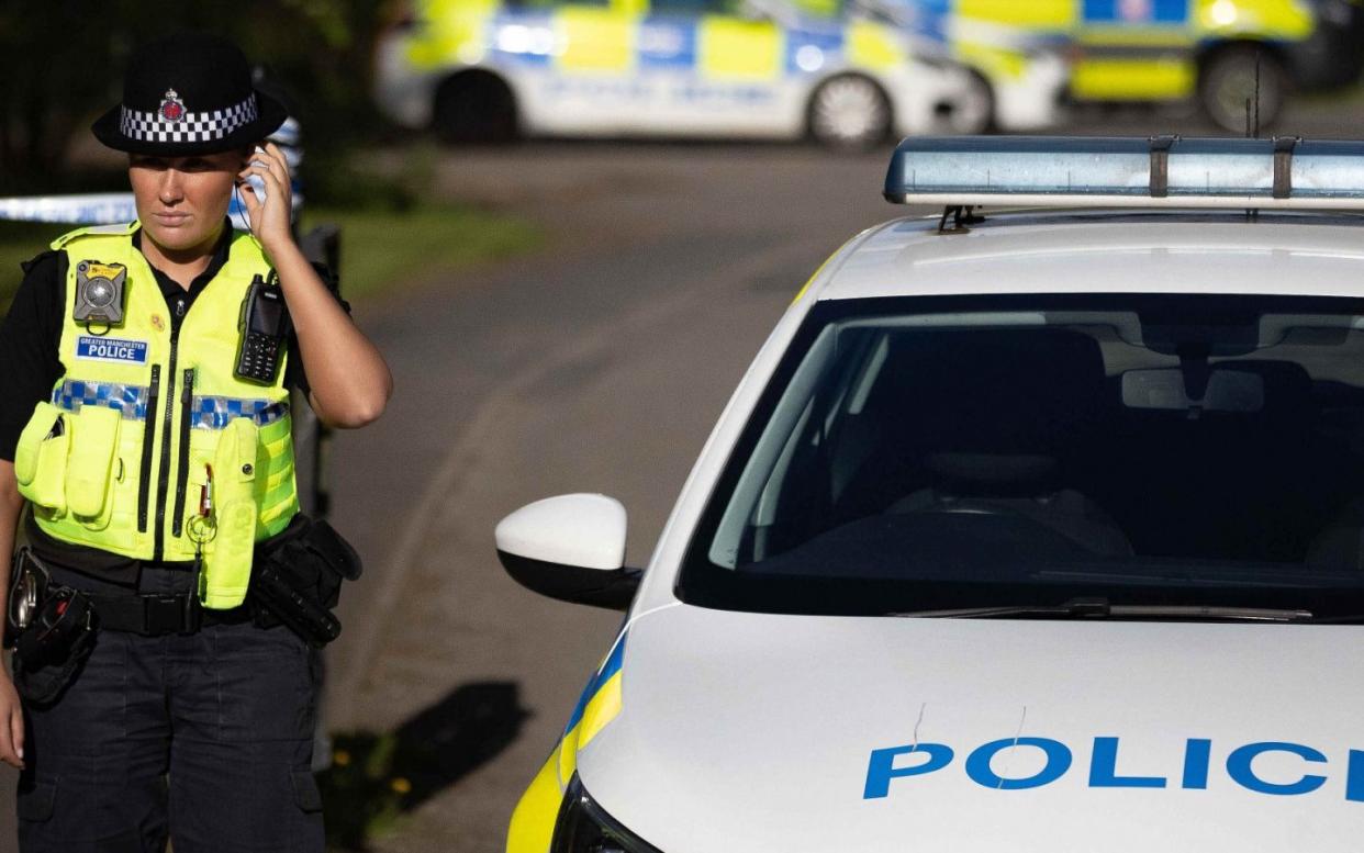 Police at Blackleach Reservoir on Sunday, after further human remains were found