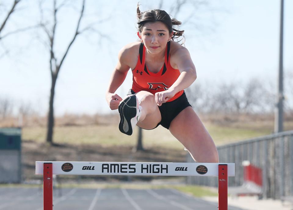 Ames sophomore Angelica Attinger ranks fifth among Drake Relays qualifiers in the girls 400-meter hurdles race.