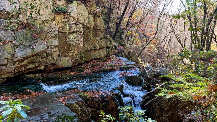 A waterfall on the Riprap Trail