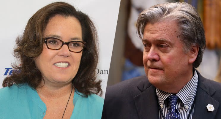 Rosie O’Donnell and Steve Bannon (Photos: Gabriel Olsen/FilmMagic, Andrew Harrer/Getty Images)