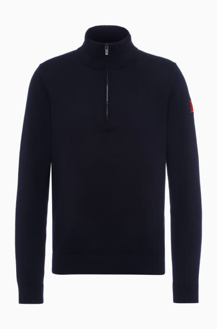 best mens knitwear hugo boss zip neck dark sweater