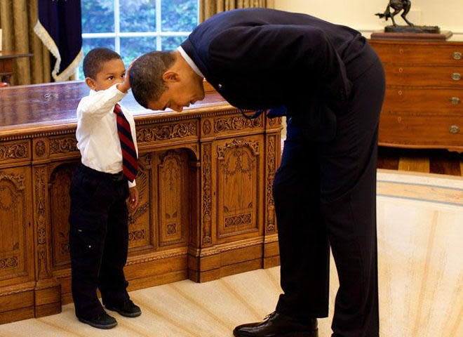 Five-year-old Jacob Philadelphia meets President Barack Obama in the Oval Office of the White House in 2009.  / Credit: Official White House Photo by Pete Souza