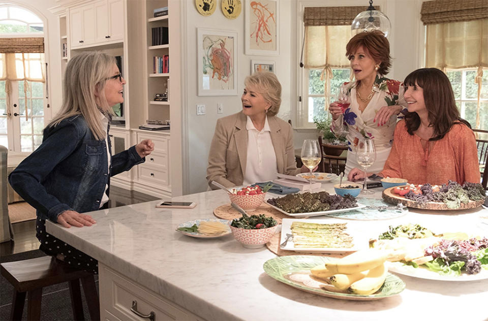 <p>Four older women (Diane Keaton, Jane Fonda, Candice Bergen, and Mary Steenburgen) who are members of a book club have their lives — and romantic fortunes — re-energized after reading E.L. James’s <em>Fifty Shades of Grey</em> in this second-chance comedy, which also stars Andy García, Don Johnson, Richard Dreyfuss, and Craig T. Nelson as their paramours. | <a rel="nofollow noopener" href="https://www.youtube.com/watch?v=LDxgPIsv6sY" target="_blank" data-ylk="slk:Watch trailer;elm:context_link;itc:0;sec:content-canvas" class="link ">Watch trailer</a> (Paramount) </p>