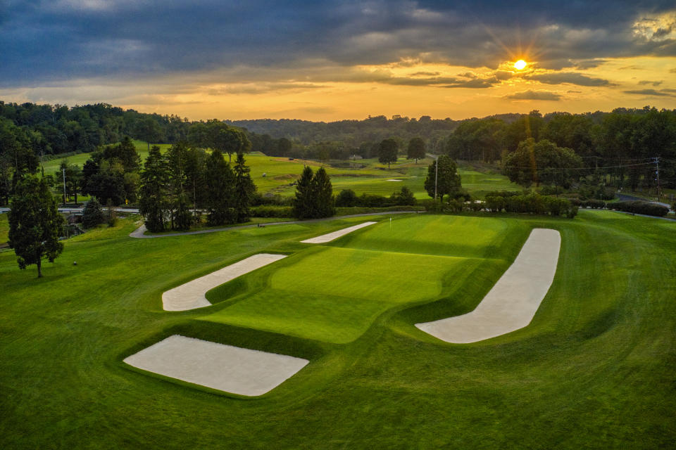 The 17th hole at Fox Chapel Golf Club in Fox Chapel, Pennsylvania on Thursday, Aug. 3, 2023. (Copyright USGA/Fred Vuich)