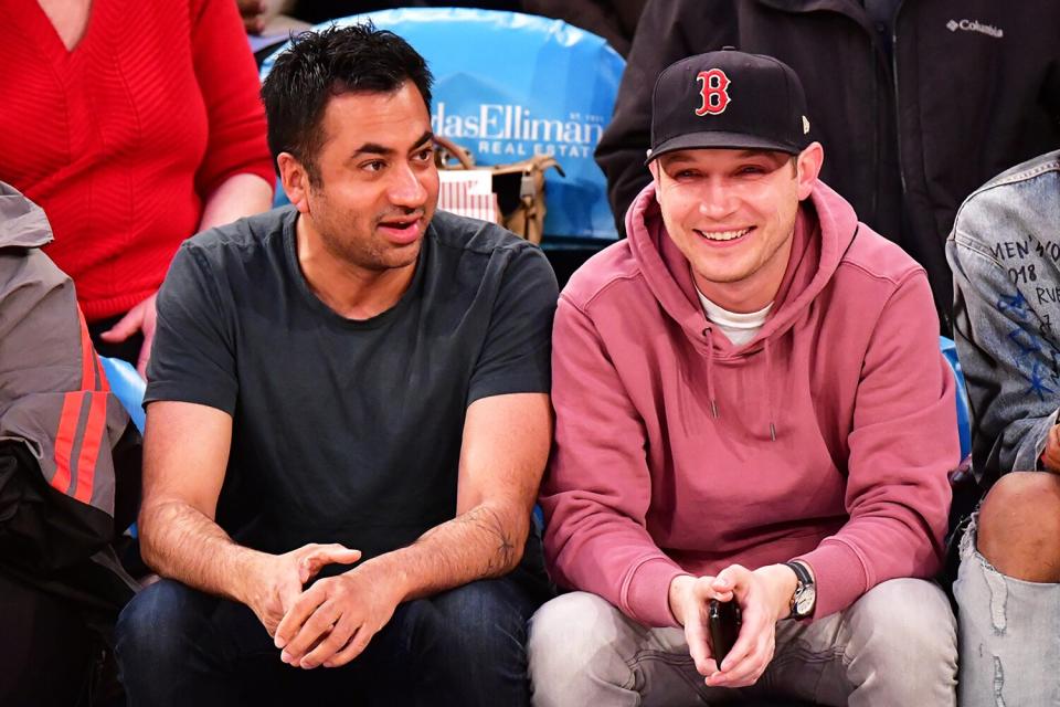 Kal Penn and guest attend Los Angeles Clippers v New York Knicks game at Madison Square Garden on March 24, 2019 in New York City.