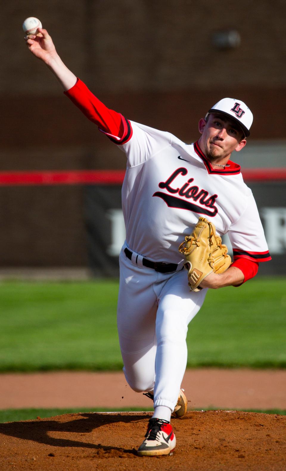 Liberty Union's Jacob Miller pitches against Cardington on May 11, 2022.