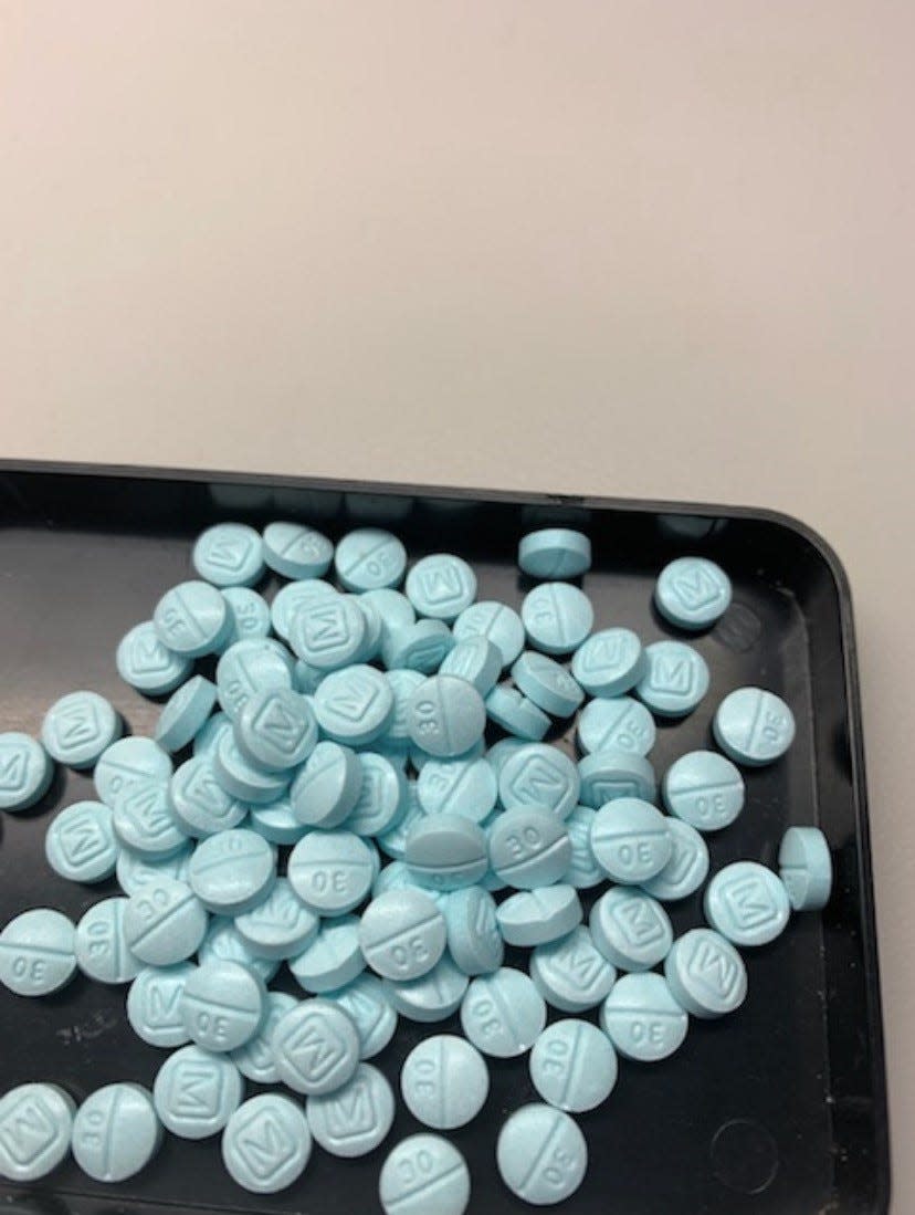 Some of the counterfeit oxycodone pills laced with fentanyl seized in drug raid led by Cedar Park police.