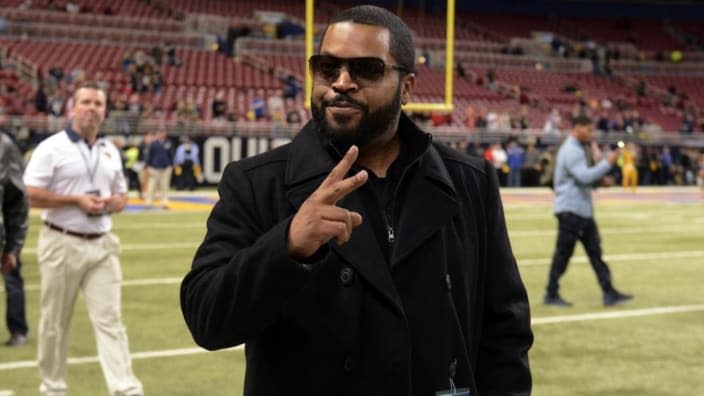 Ice Cube gestures on the sidelines before the start of an NFL football game in St. Louis. On Thursday, the league announced a partnership with Contract with Black America Institute, an economic inclusion-focused initiative led by the rapper-actor. (Photo: L.G. Patterson/AP, File)