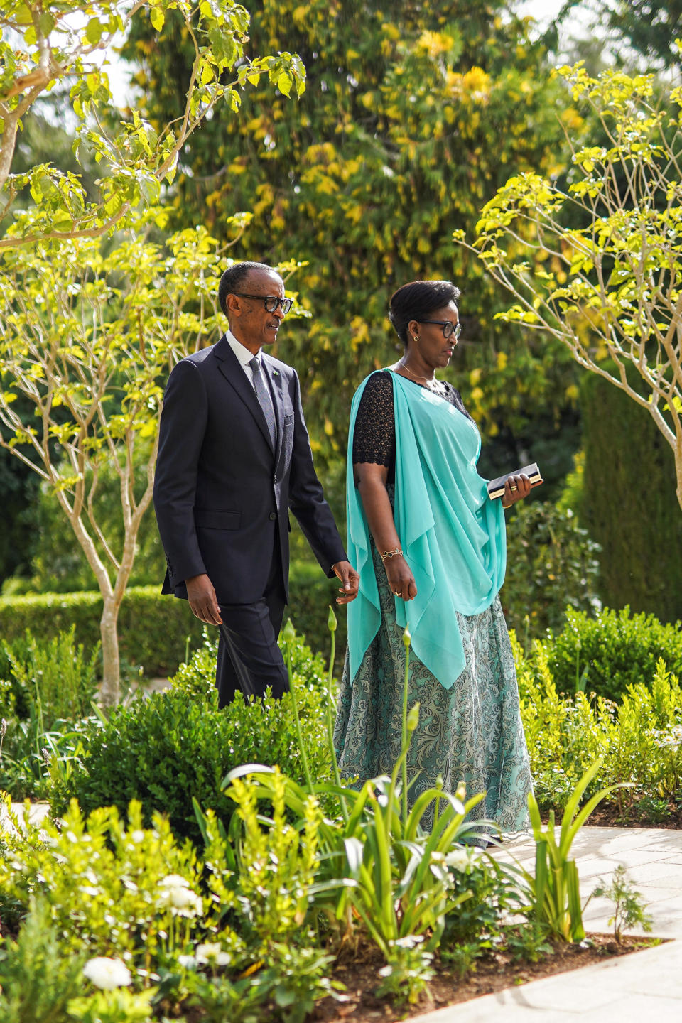 Rwandan President Paul Kagame and his wife Jeannette attend the royal wedding of Jordan's Crown Prince Hussein and Rajwa Al Saif, in Amman, Jordan, June 1, 2023. Royal Hashemite Court (RHC)/Handout via REUTERS ATTENTION EDITORS - THIS IMAGE WAS PROVIDED BY A THIRD PARTY.