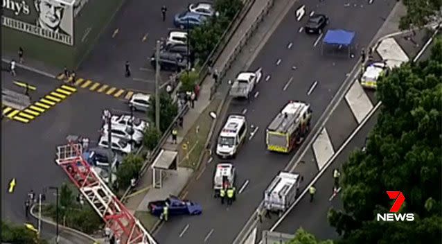 The horror crash happened on the Princes Highway at Wolli Creek just before 6pm on Wednesday. Picture: 7 News