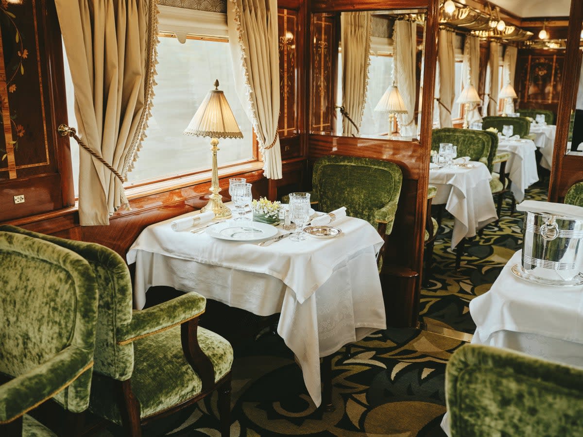 The dining room on board the Venice Simplon-Orient-Express (Belmond)