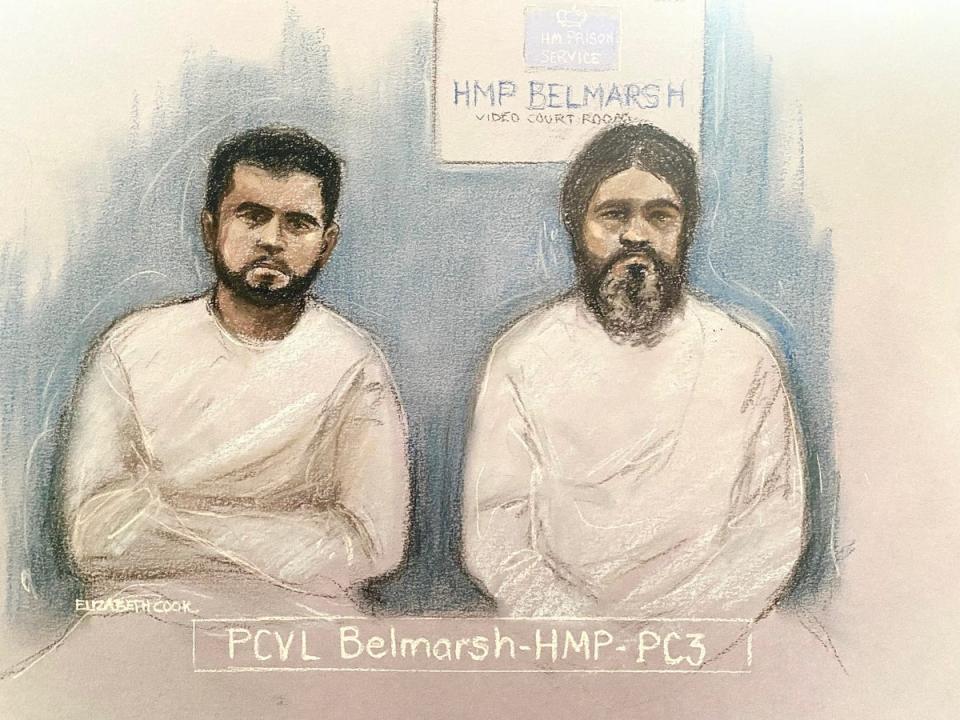 Sara Sharif's father Urfan Sharif (right) and her uncle Faisal Malik appeared via video-link from Belmarsh prison (PA)