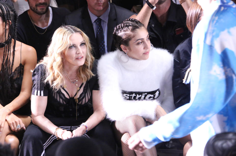 Madonna and Leon sat in the front row at Alexander Wang’s Spring 2017 show. (Photo: Rex)