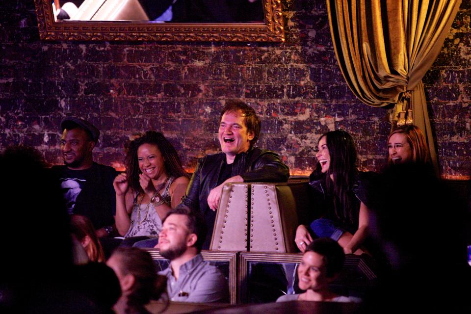 Quentin Tarantino watches a production of “Tarantino Live”