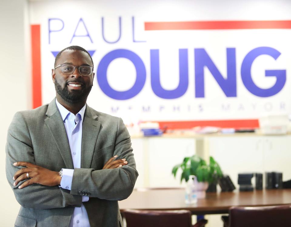 Memphis mayor-elect Paul Young poses for a portrait at his headquarters in Midtown in Memphis, Tenn., on Monday, October, 09, 2023.