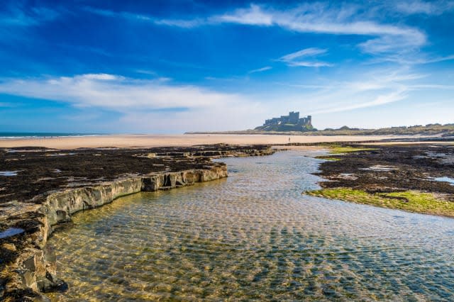 Bamburgh Castle on the Northumberland coast, England