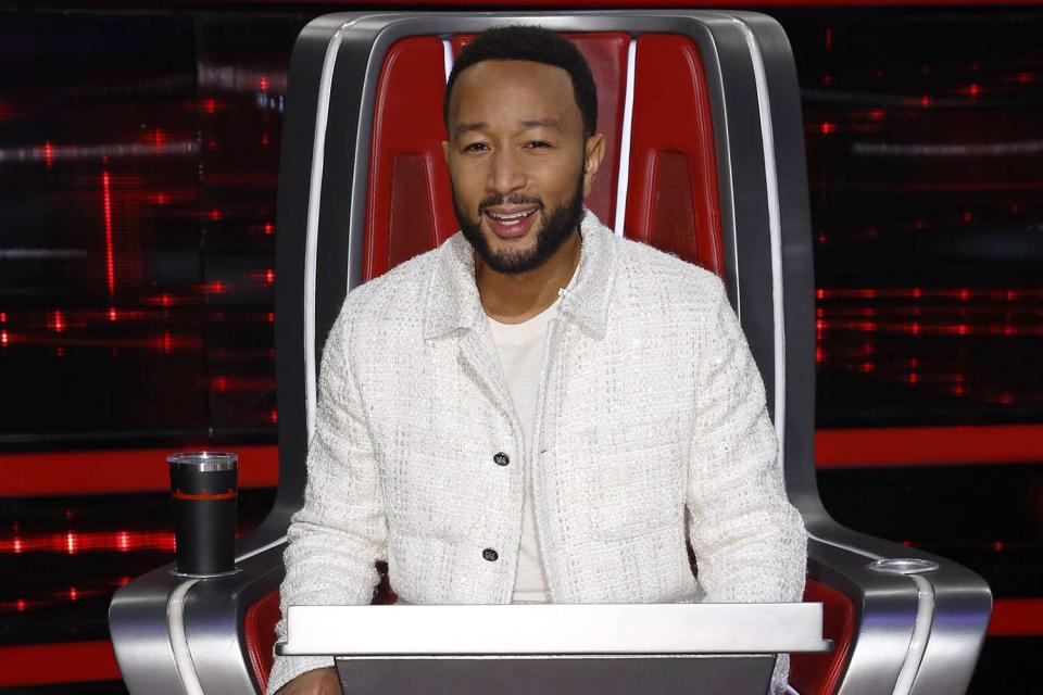 <p>Trae Patton/NBC via Getty</p> John Legend on The Voice on May 14, 2024