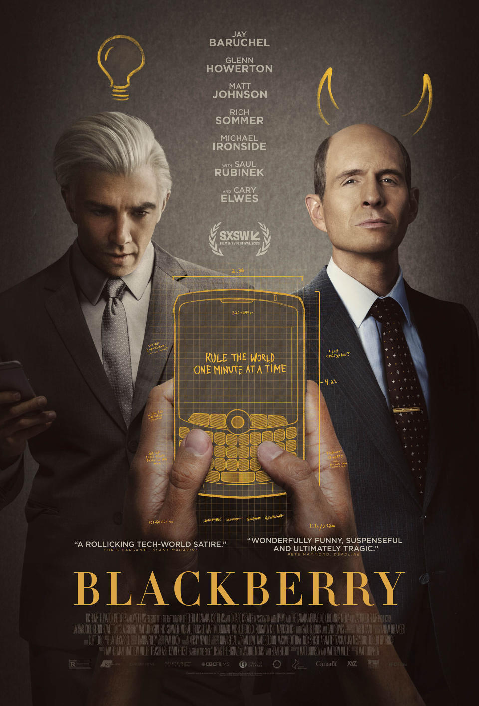 This image released by IFC Films shows poster art for the film "BlackBerry." (IFC Films via AP)