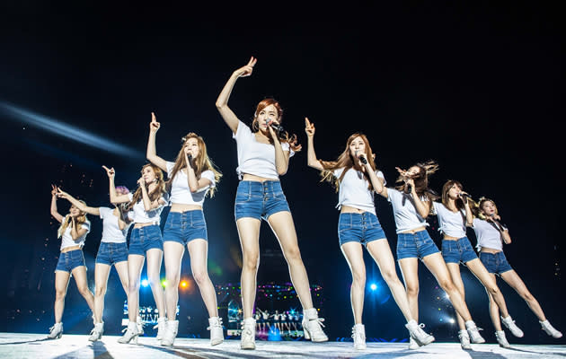 Girl's Generation (and their legs) were in full attendance Friday night (Running Into the Sun)