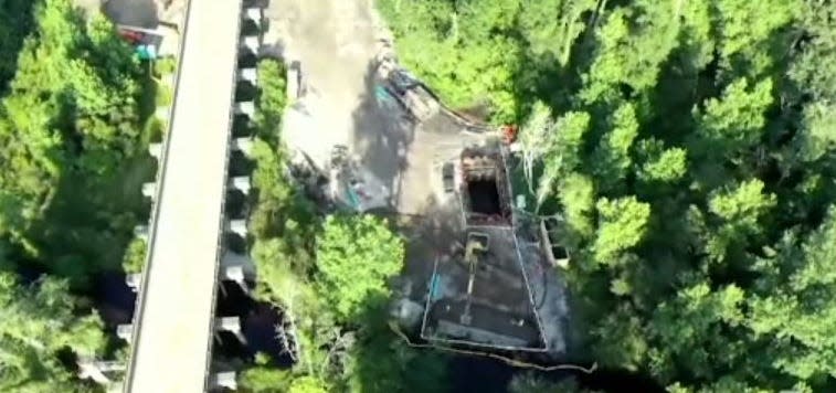 Construction progress on an intake area for collecting Black Creek water along Florida 16 near Penney Farms  was reflected in aerial images shown in August to the St. Johns River Water Management District's governing board. Water from the intake area will be pumped to an aquifer recharge area in Keystone Heights.