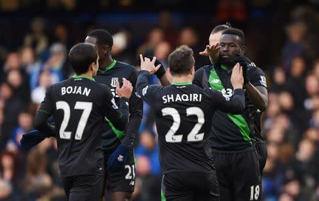 Football Soccer - Chelsea v Stoke City - Barclays Premier League - Stamford Bridge - 5/3/16 Stoke's Mame Diouf celebrates scoring their first goal Action Images via Reuters / Tony O'Brien Livepic