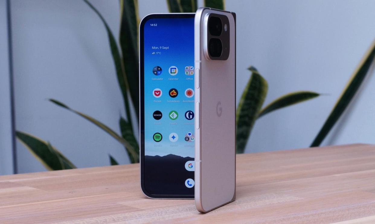 <span>The Pixel 9 Pro Fold moves folding phones forward by being the right size and shape when closed.</span><span>Photograph: Samuel Gibbs/The Guardian</span>