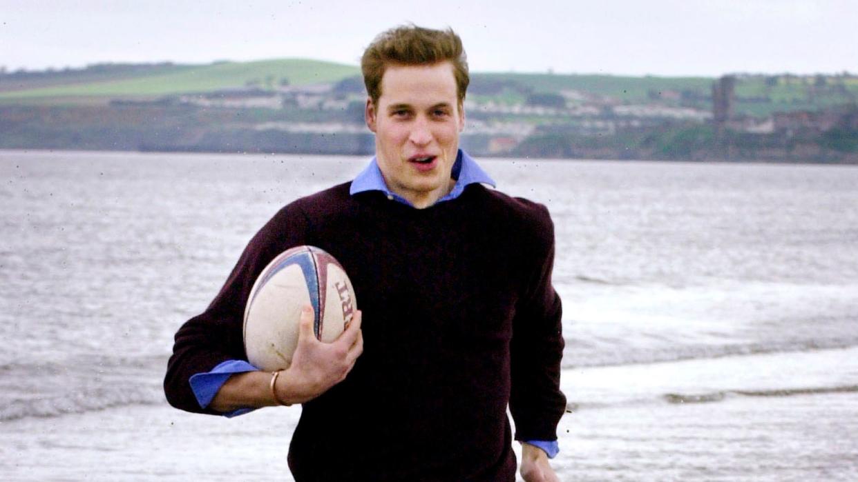 Prince William runs on the beach at university