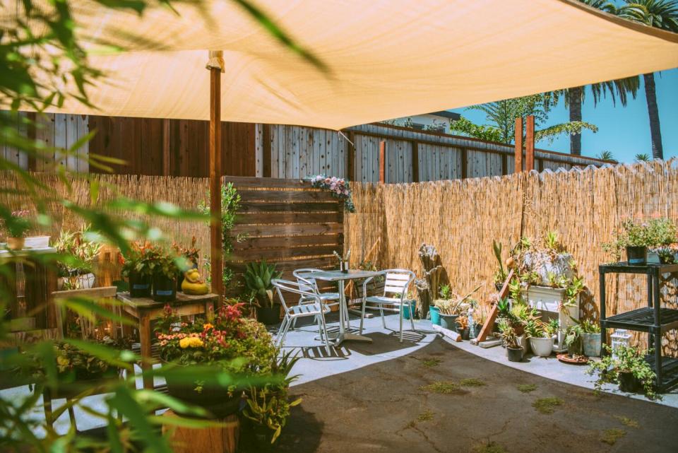 The outdoor patio at Flower Tortillas.