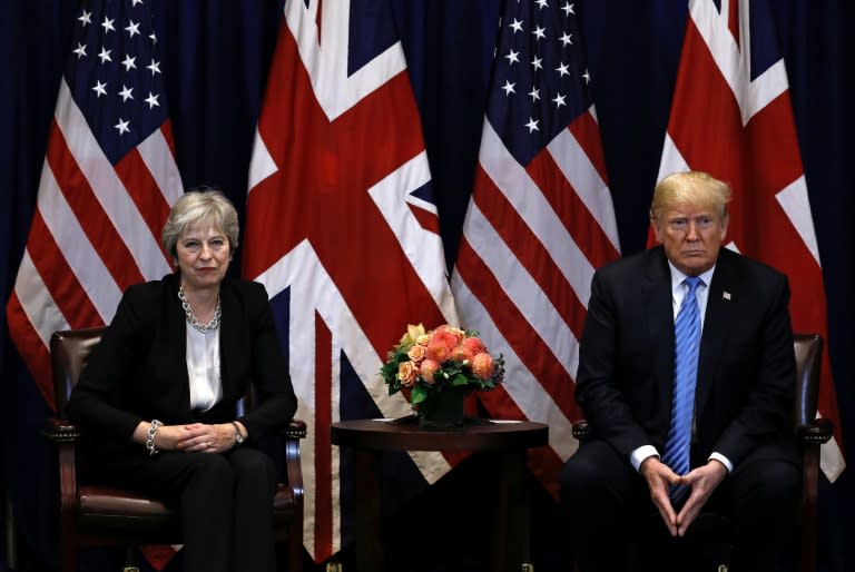 British Prime Minister Theresa May, seen here with Donald Trump on the sidelines of the September 2018 UN General Assembly meeting in New York, has gotten little support from the US president for her Brexit deal