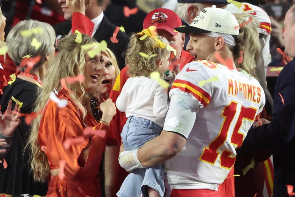 Patrick Mahomes celebrates Super Bowl win with daughter Sterling (Getty Images)