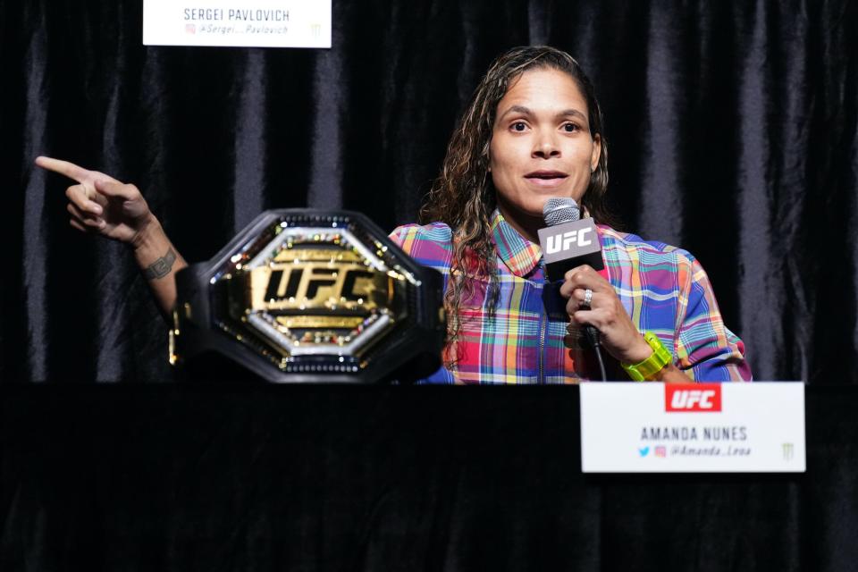 Amanda Nunes speaks to media ahead of UFC 277.