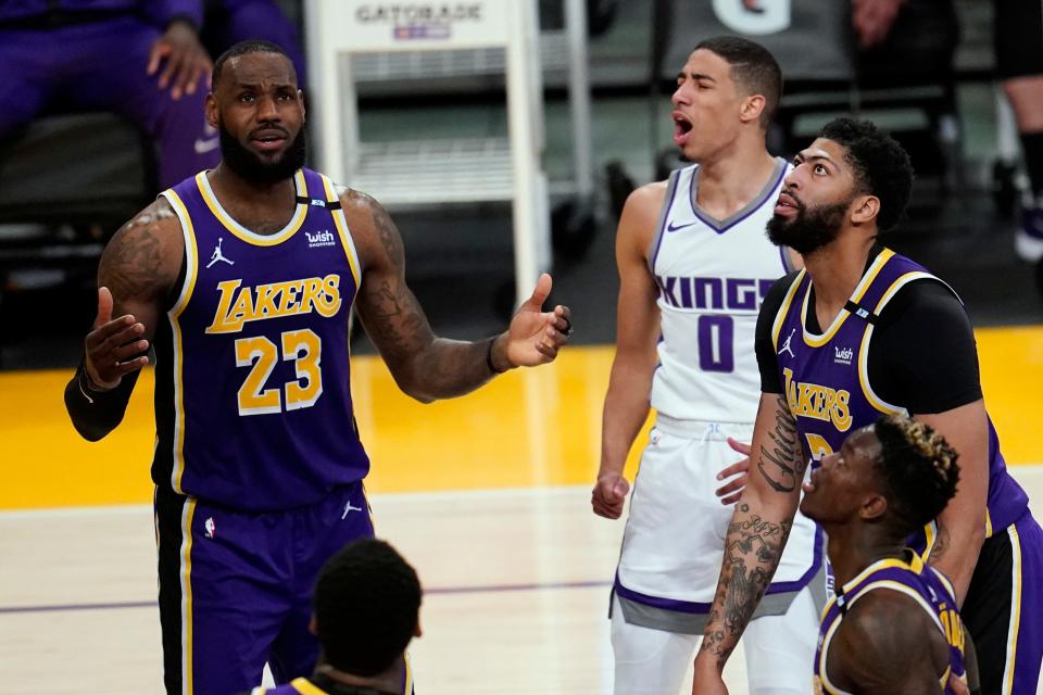 LeBron James and Anthony Davis have played just two games together since Feb. 14, which is a big reason why the Lakers are fighting to avoid the play-in games.