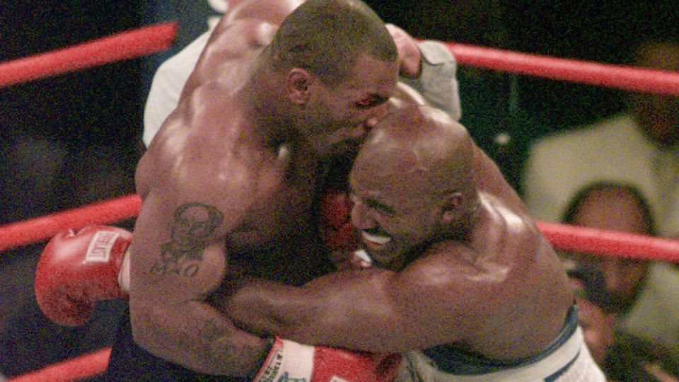 Seen here, the infamous Mike Tyson bite on Evander Holyfield during their 1997 bout.