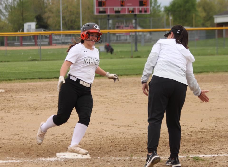 Gillespie senior shortstop Chloe Segarra rounds third base after hitting a home run against Staunton in a South Central Conference contest on Wednesday, May 4.