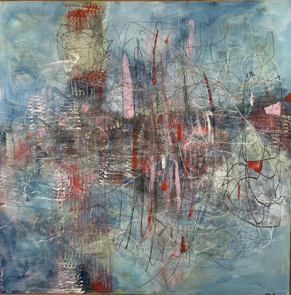 “Truth in Retrograde,” an abstract painting by Angelique Luro, will be in the Silent Auction