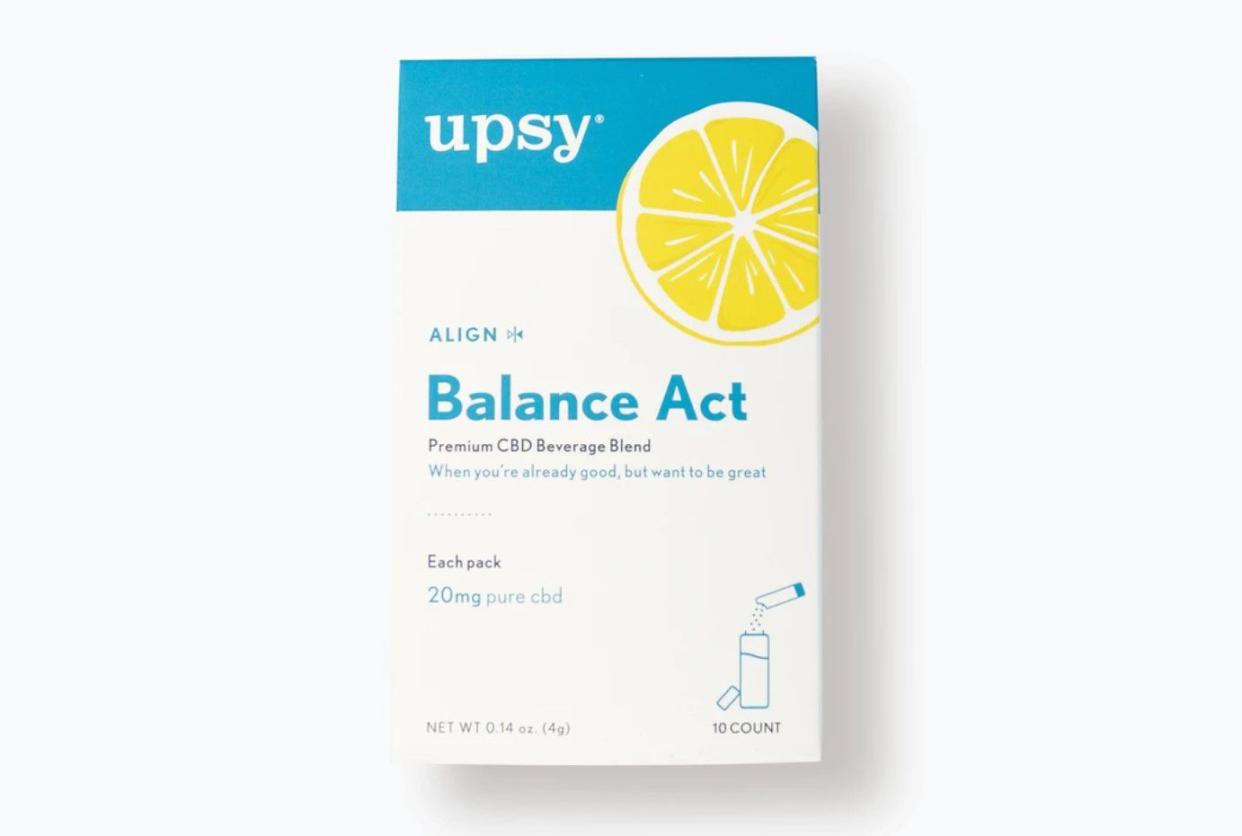 <p>I find CBD drinks to be a good substitute for alcoholic beverages, especially if you are trying to cut back. These portable powder packets contain 20mg of organic, hemp-derived CBD and lemon flavor from lemon juice and lemon oil. The powder can be dissolved in cold or hot liquids (I use them in seltzer, which creates a yummy foam when mixed with the powder). Can be used anytime, during the day or at night. </p><span class="copyright"> Upsy </span>