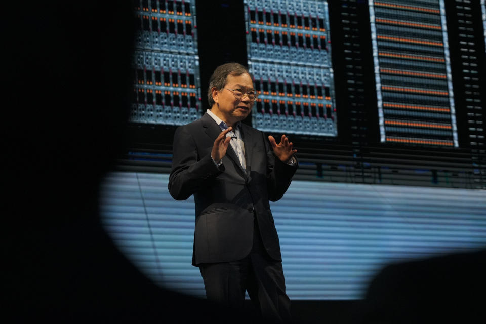 Charles Liang, CEO of Super Micro, in a keynote speech during COMPUTEX 2023 in Taiwan. (Photo by Walid Berrazeg/SOPA Images/LightRocket via Getty Images)