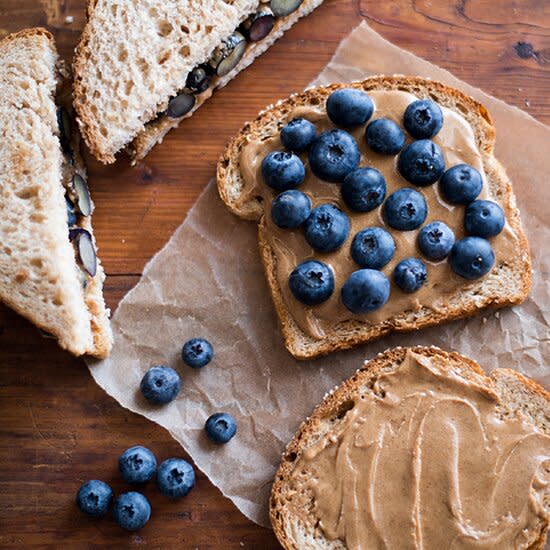 Almond Butter and Fresh Blueberry Sandwich