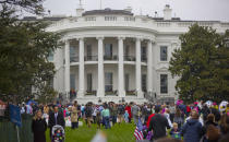 <p>Guests arrive for the annual White House Easter Egg Roll on the South Lawn of the White House in Washington, Monday, April 2, 2018. (Photo: Pablo Martinez Monsivais/AP) </p>